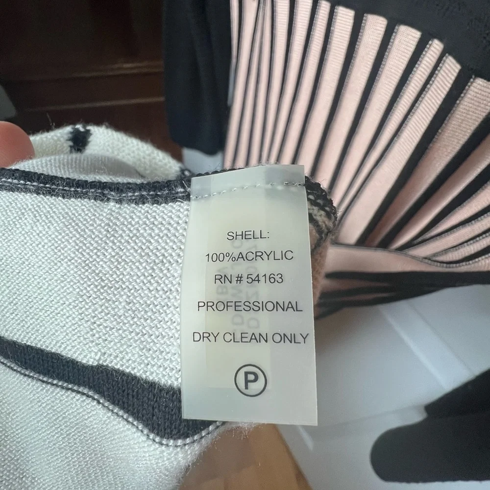 Calvin Klein Long Sleeve Dress with Blush Vertical Stripes - Picture 5 of 6